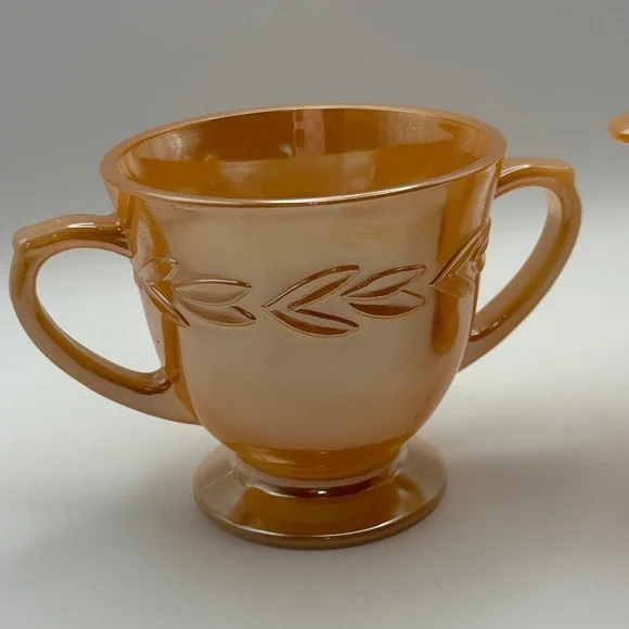 🍑 Vintage Fire King Peach Luster Cream & Sugar Set 🍑 - Picture 2 of 12